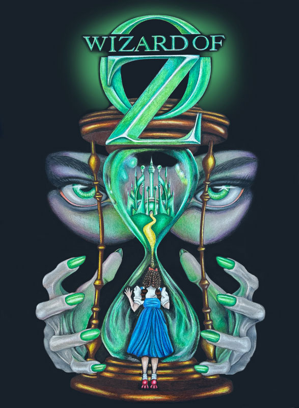 Final poster illustration for The Hourglass of Oz